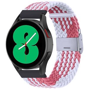 Braided nylon bandje - Wit / roze - Huawei Watch GT 2 / GT 3 / GT 4 - 46mm