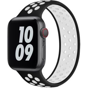 Apple watch Solo Loop Sportbandje - Maat: S - Zwart + Wit - Geschikt voor Apple Watch 38mm / 40mm / 41mm / 42mm - Apple watch bandjes