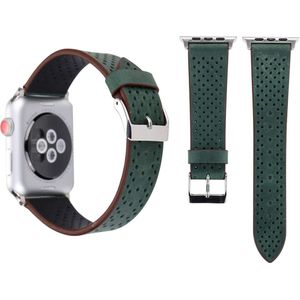 Apple watch Dot Pattern Leren bandje - Donker groen - Geschikt voor Apple Watch 38mm / 40mm / 41mm - Apple watch bandjes