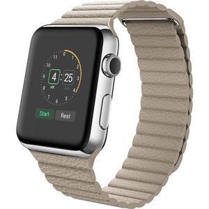 Apple watch PU Leather Loop bandje - Licht bruin - Geschikt voor Apple Watch 42mm / 44mm / 45mm / 49mm