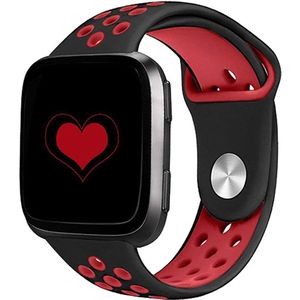 Fitbit Versa 1 / 2 & Lite sportbandje - Maat: Small - Zwart + Rood