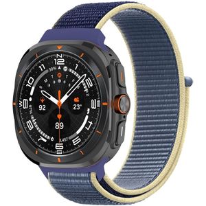 Samsung Nylon loop bandje - Blauw met roomwit - Samsung Galaxy Watch Ultra 47mm - Samsung bandje