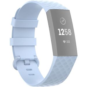 Fitbit Charge 3 & 4 siliconen diamant pattern bandje - Maat: Large - Lichtblauw