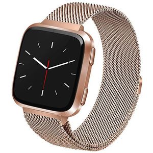 Fitbit Versa 1 / 2 & Lite  milanese bandje - Maat: Large - Champagne Goud