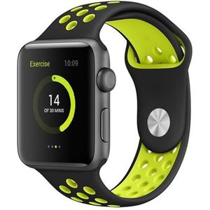 Sportbandje - Maat: M/L - Zwart + Geel - Geschikt voor Apple watch 38mm / 40mm / 41mm