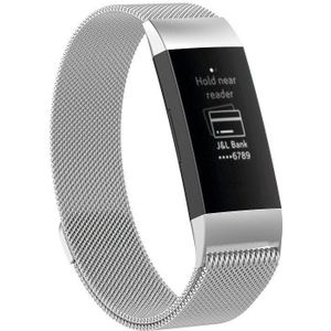 Fitbit Charge 3 & 4 milanese bandje - Maat: Small - Zilver