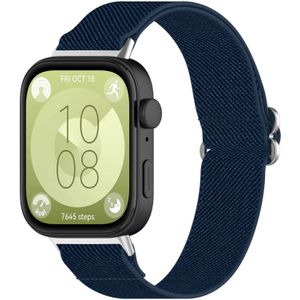 Elastische nylon band - Donkerblauw - Huawei Watch Fit 3 / Fit 4 - Huawei bandje