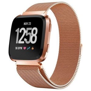 Fitbit Versa 1 / 2 & Lite milanese bandje - Maat: Large - Rosé goud