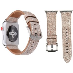 Apple watch Denim Pattern Echt Leren bandje - Licht bruin - Geschikt voor Apple Watch 38mm / 40mm / 41mm - Apple watch bandjes
