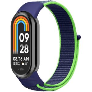 Sport loop nylon bandje - Donkerblauw met groen - Xiaomi Smart band 8