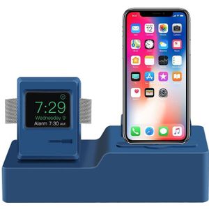 3 in 1 houder geschikt voor Apple Watch & Airpods & iPhone Standaard - Donkerblauw