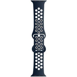 Apple watch Sportbandje met extra lus - Donkerblauw + Wit - Geschikt voor Apple Watch 38mm / 40mm / 41mm / 42mm - Apple watch bandje