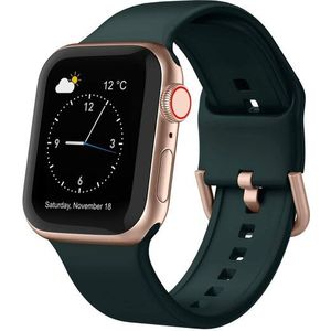Apple watch Soft siliconen bandje met gespsluiting - Donkergroen - Geschikt voor Apple Watch 42mm / 44mm / 45mm / 49mm - Apple watch bandjes