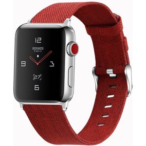 Canvas nylon bandje - Rood - Geschikt voor Apple Watch 42mm / 44mm / 45mm / 49mm