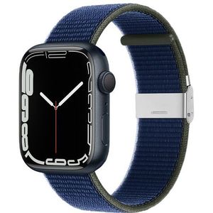 Nylon bandje met klemsluiting - Donkerblauw - Geschikt voor Apple Watch 42mm / 44mm / 45mm / 49mm