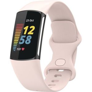 FitBit Charge 5 & 6 Sportbandje met dubbele lus - Zand roze - Maat: S