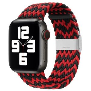 Braided nylon bandje - Zwart / Rood - Geschikt voor Apple Watch 38mm / 40mm / 41mm