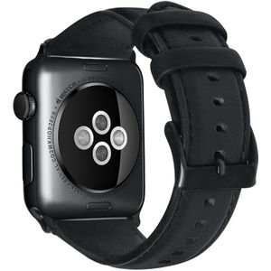 Apple watch Luxe Echt Lederen bandje - Zwart - Geschikt voor Apple Watch 38mm / 40mm / 41mm - Apple watch bandjes
