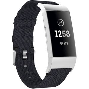 Fitbit Charge 3 & 4 nylon bandje - Zwart