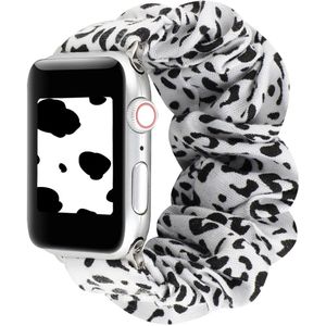 Elastisch scrunchie nylon bandje - Wit / zwart - Geschikt voor Apple Watch 42mm / 44mm / 45mm / 49mm