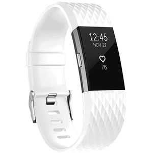 Fitbit Charge 2 siliconen bandje - Maat: Large - Wit