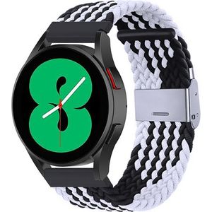 Braided nylon bandje - Zwart / wit - Xiaomi Mi Watch / Xiaomi Watch S1 / S1 Pro / S1 Active / Watch S2