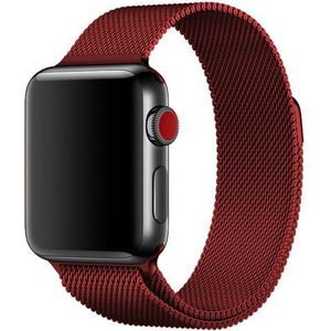 Apple watch Milanese RVS bandje - Rood - Geschikt voor Apple Watch 42mm / 44mm / 45mm / 49mm - Apple watch bandjes