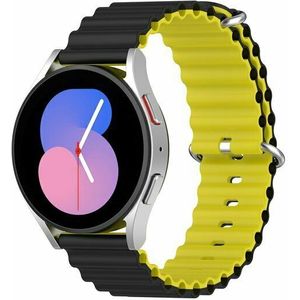 Ocean Style siliconen bandje - Zwart / geel - Huawei Watch GT 2 / GT 3 / GT 4 - 46mm