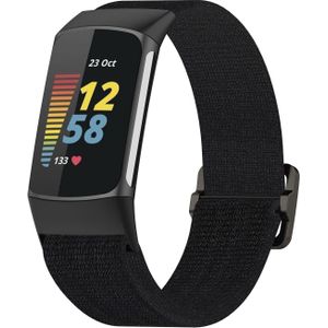 Fitbit Charge 5 & 6 - Elastisch nylon bandje - Zwart