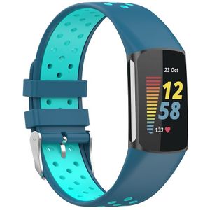 FitBit Charge 5 & 6 Sportbandje met gesp - Blauw / turquoise - Tweekleurig - Maat: L