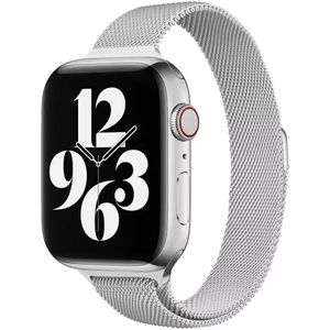 Apple watch Milanese slim fit bandje - Zilver - Geschikt voor Apple Watch 44mm / 45mm / 46mm / 49mm - Apple watch bandjes