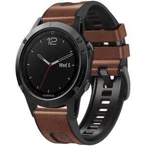 Garmin leer + siliconen bandje - Bruin - Garmin Fenix 7X / 6X / 5X