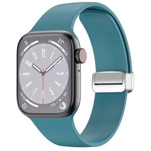 Apple watch Siliconen bandje - Folding Buckle - Cyaan - Geschikt voor Apple Watch 42mm / 44mm / 45mm / 49mm