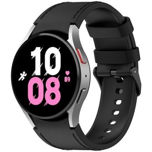 Samsung leer + siliconen bandje - Maat: small - Zwart - Samsung Galaxy Watch 4 Classic - 42mm & 46mm