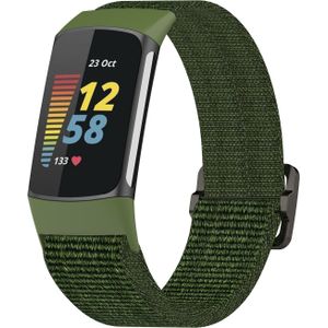 Fitbit Charge 5 & 6 - Elastisch nylon bandje - Groen