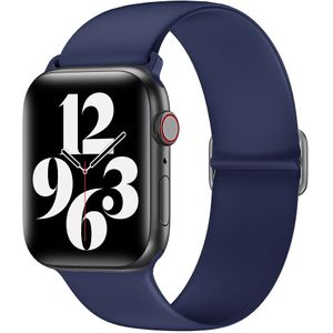 Apple watch Elastische Solo Loop bandje - Donkerblauw - Geschikt voor Apple Watch 38mm / 40mm / 41mm - Apple watch bandjes