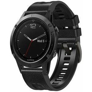 Garmin leer + siliconen bandje - Zwart - Garmin Fenix 8 - 47mm  - Garmin bandje