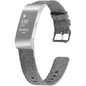 Fitbit Charge 2 Canvas nylon bandje - Maat: Large - Grijs