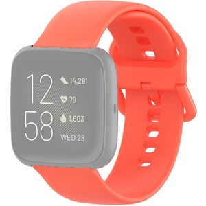 Fitbit Versa 1 / 2 & Lite siliconen sportbandje met gespsluiting - Koraaloranje - Maat: Large