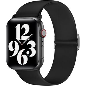 Apple watch Elastische Solo Loop bandje - Zwart - Geschikt voor Apple Watch 44mm / 45mm / 46mm / 49mm - Apple watch bandjes