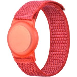 Apple AirTag nylon loop bandje - S/M - Rood - Geschikt voor kinderen