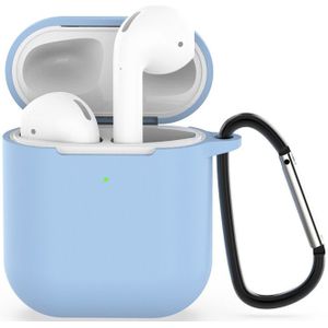 Apple AirPods siliconen hoesje voor AirPods 1/2 - licht blauw + handige clip