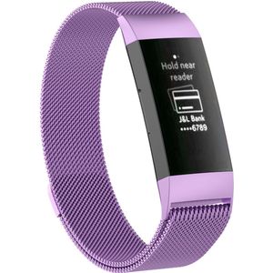 Fitbit Charge 3 & 4 milanese bandje - Maat: Large - Lichtpaars
