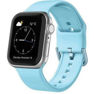Apple watch Soft siliconen bandje met gespsluiting - Lichtblauw - Geschikt voor Apple Watch 38mm / 40mm / 41mm - Apple watch bandjes