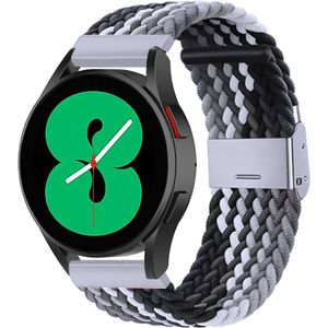 Samsung Braided nylon bandje - Grijs / zwart - Samsung Galaxy Watch 4 - 40mm / 44mm - Samsung bandje