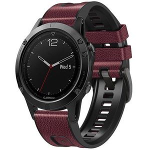 Garmin leer + siliconen bandje - Bordeaux - Garmin Epix Pro Gen 2 (51mm) / Quatix 7X / 6X & Tactix 7 (pro)  - Garmin bandje