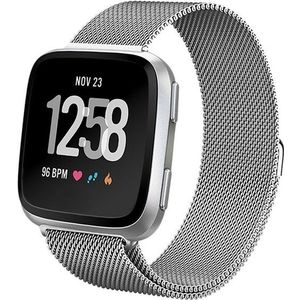 Fitbit Versa 1 / 2 & Lite milanese bandje - Maat: Small - Zilver