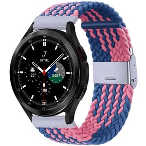 Samsung Braided nylon bandje - Blauw / roze - Samsung Galaxy Watch 4 Classic - 42mm / 46mm