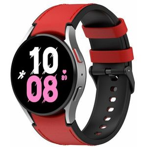 Samsung leer + siliconen bandje - Maat: large - Rood - Samsung Galaxy Watch 6 Classic - 47mm & 43mm