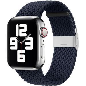 Braided nylon bandje - Donkerblauw - Geschikt voor Apple Watch 42mm / 44mm / 45mm / 49mm